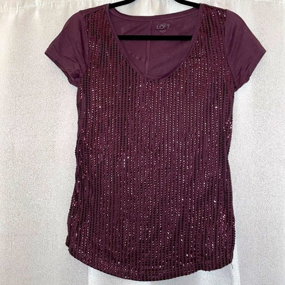 Women’s Sequin Aubergine Top - Picture 1 of 5